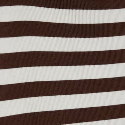 Brown Short Sleeve Fitted Stripe Rib T-Shirt