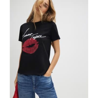 Black L'amour Lips T-Shirt