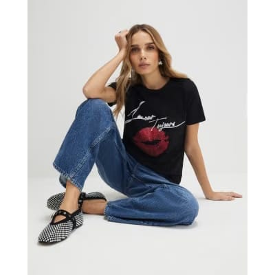 Black L'amour Lips T-Shirt