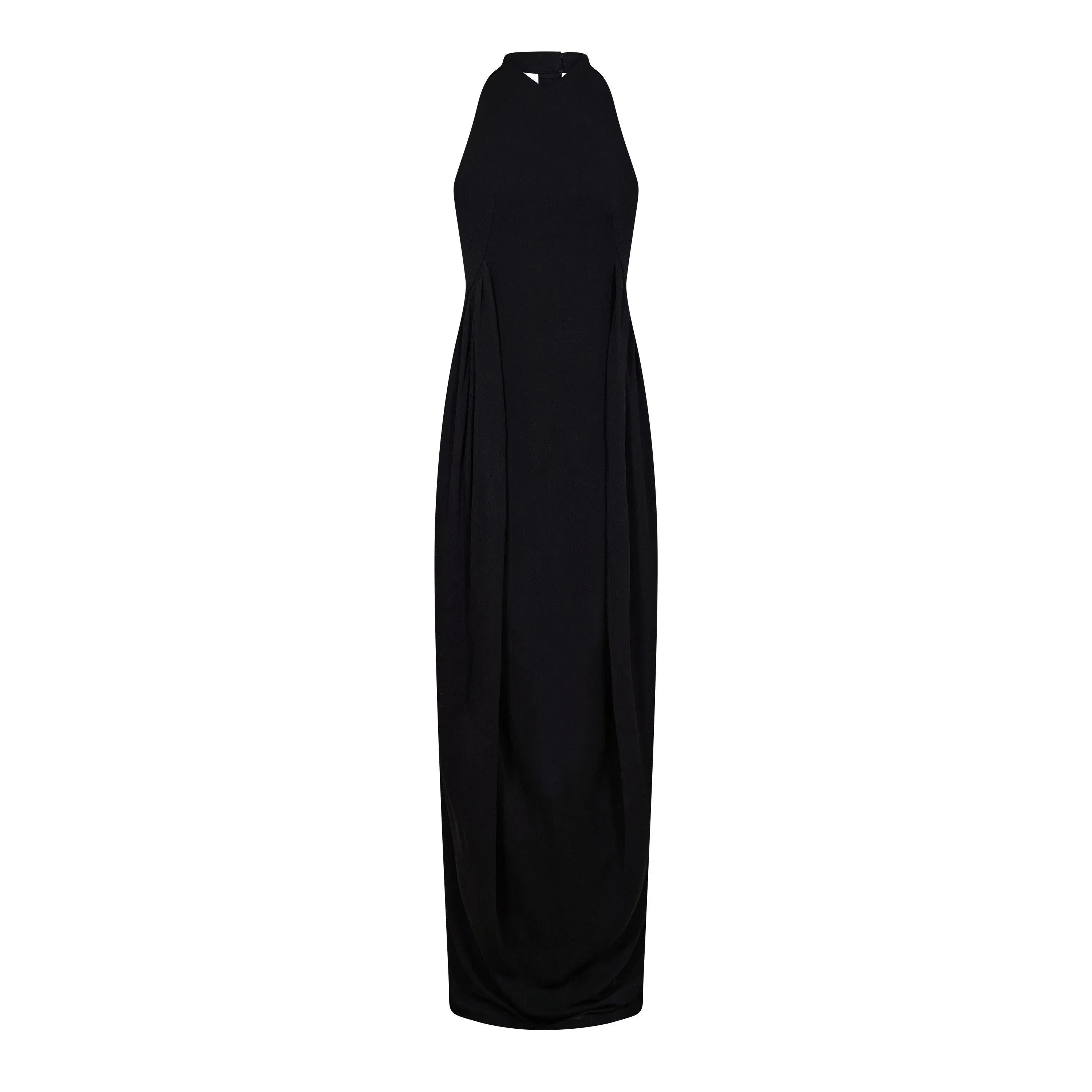 Draped Crepe Halter Neck Gown