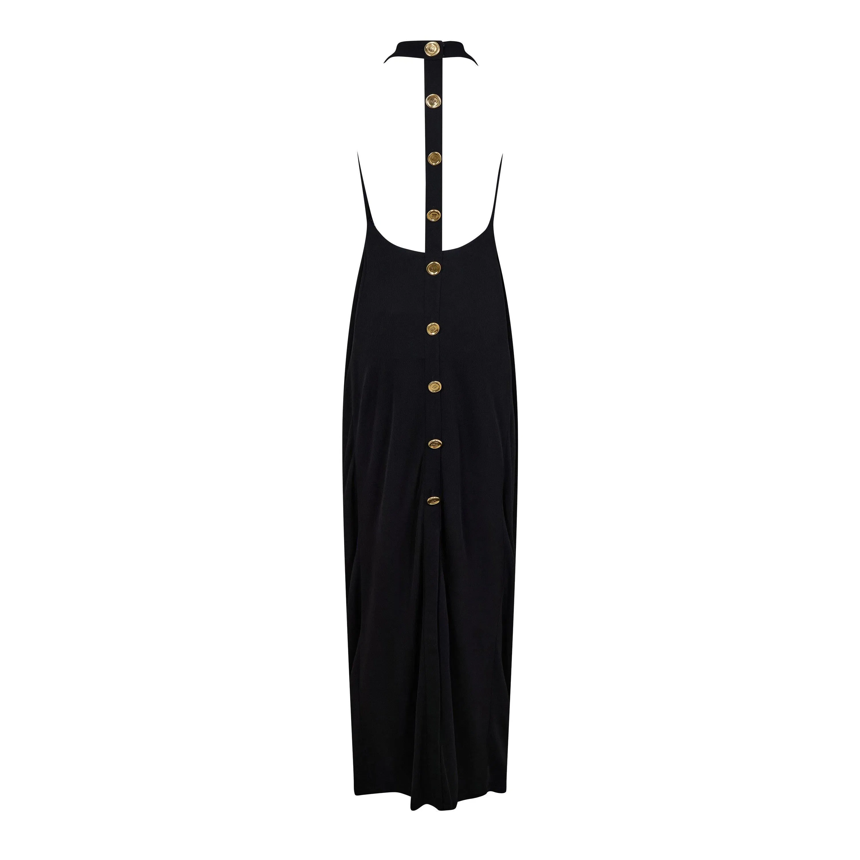 Draped Crepe Halter Neck Gown