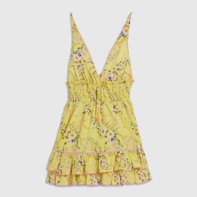 Petite Yellow Daisy Print Mini Dress