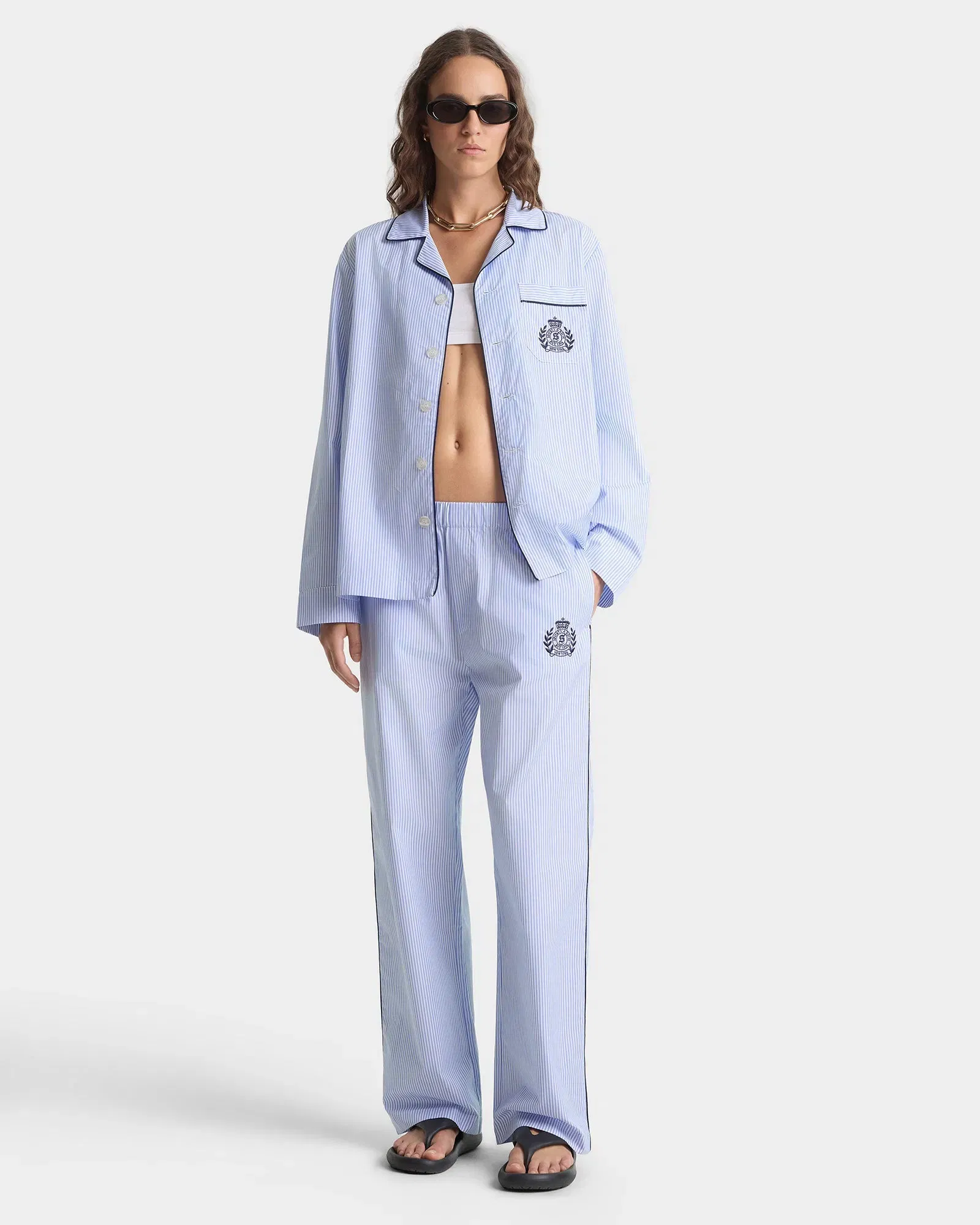 NY Crest Pyjama Pants - Blue Stripe