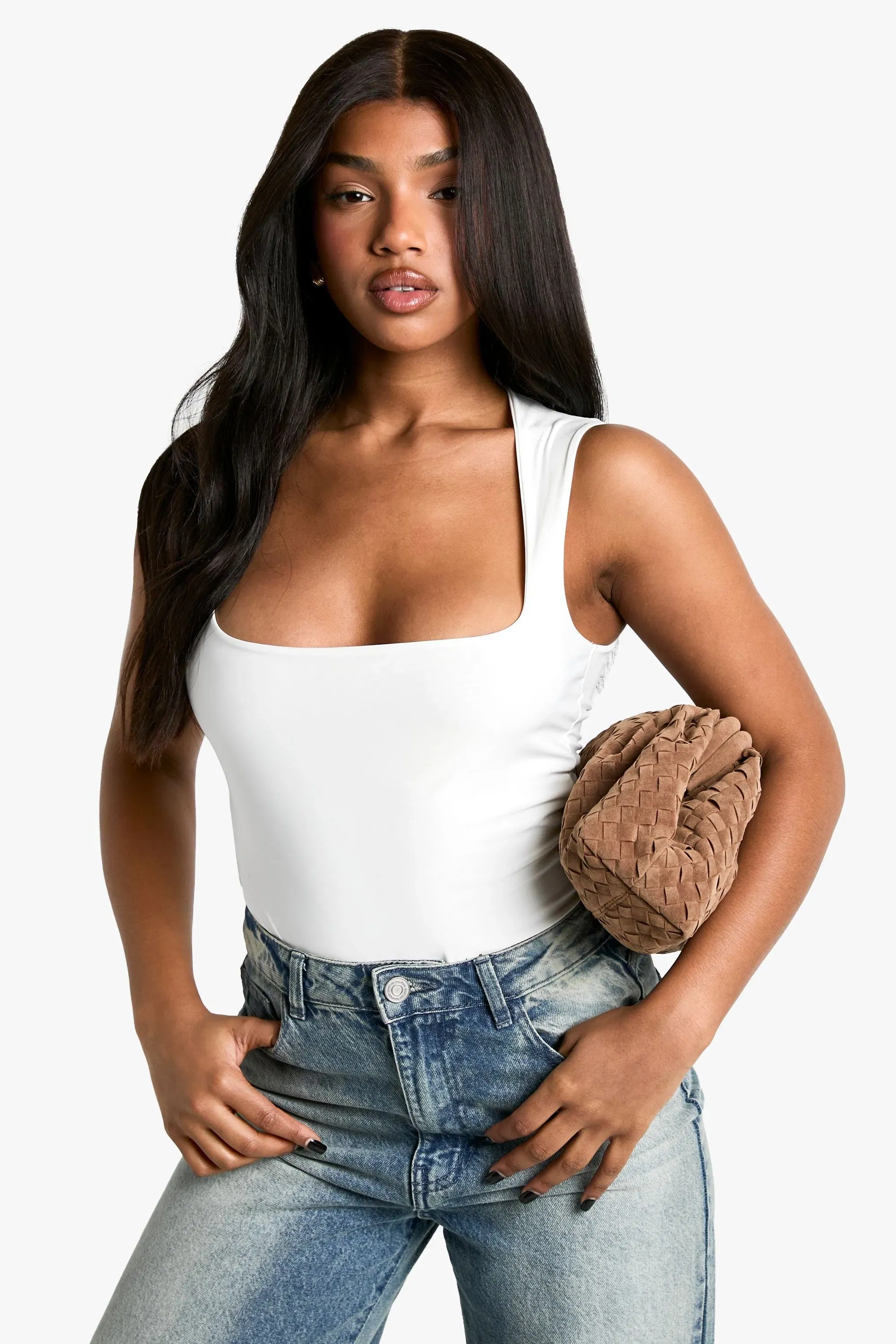 Double Layer Slinky Square Neck Bodysuit