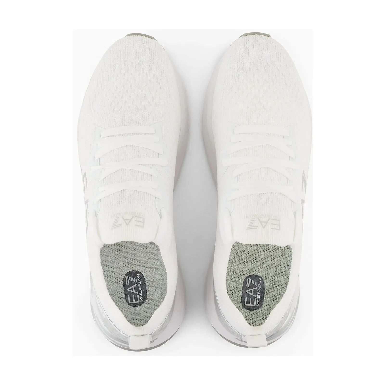 Ea7 Mesh Sneaker For Running With Cushioned Rubber Sole White