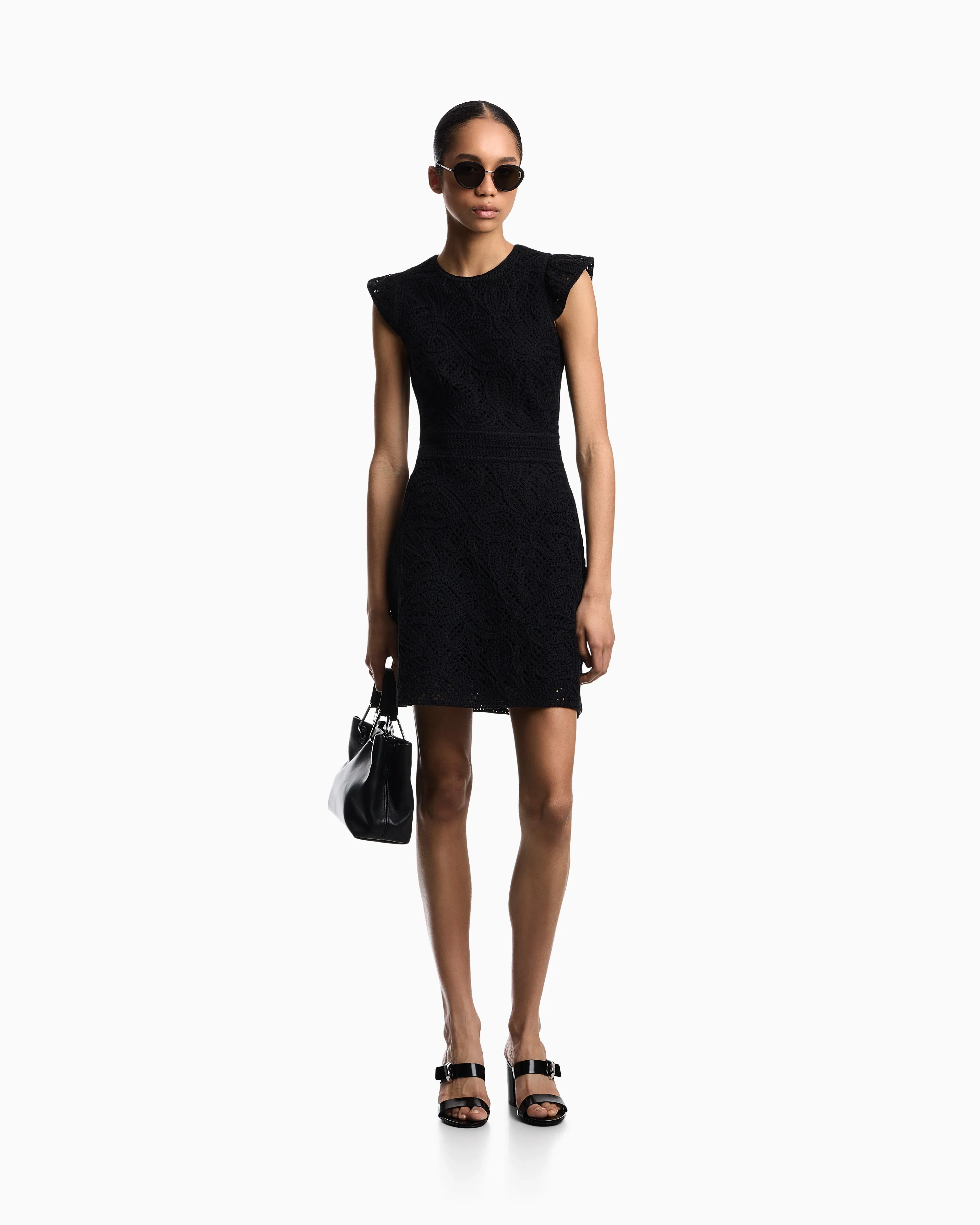 Emporio Armani Dress in macramé-effect Cornely embroidered fabric