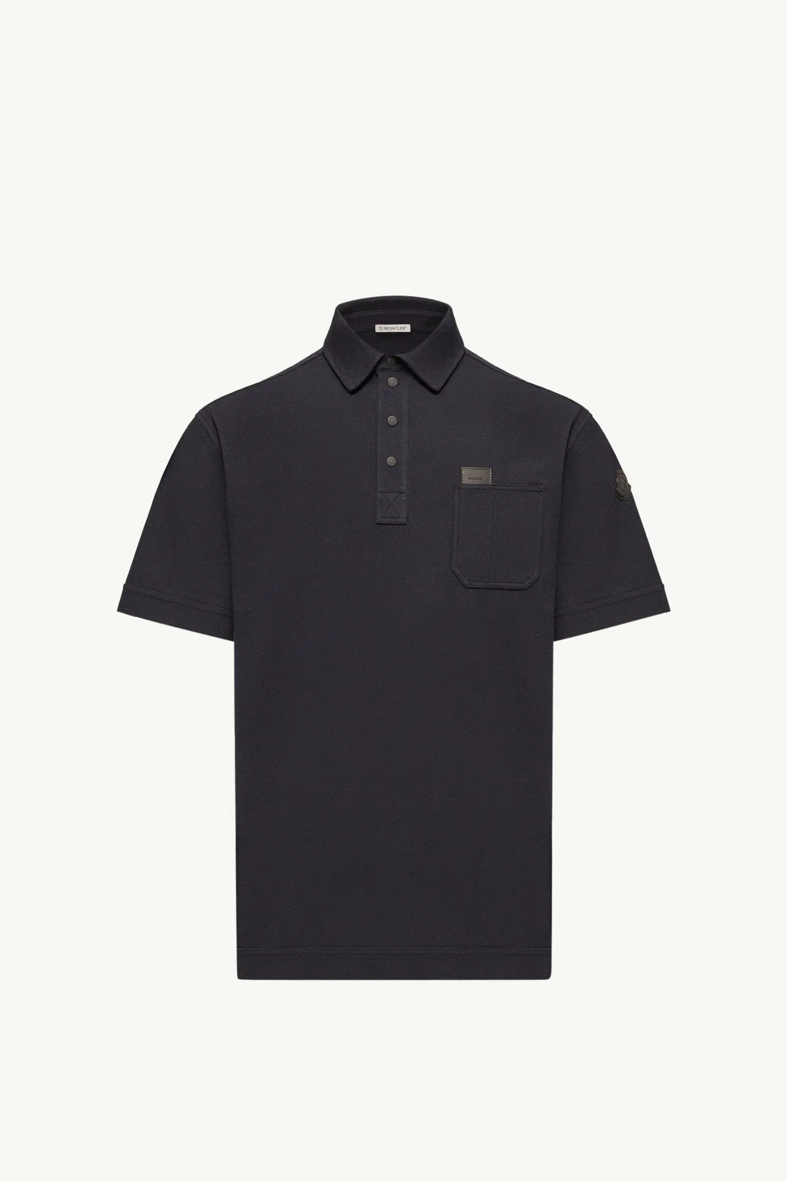 Moncler Leather Logo Tag Cotton Polo Shirt Dark Blue Dark Blue