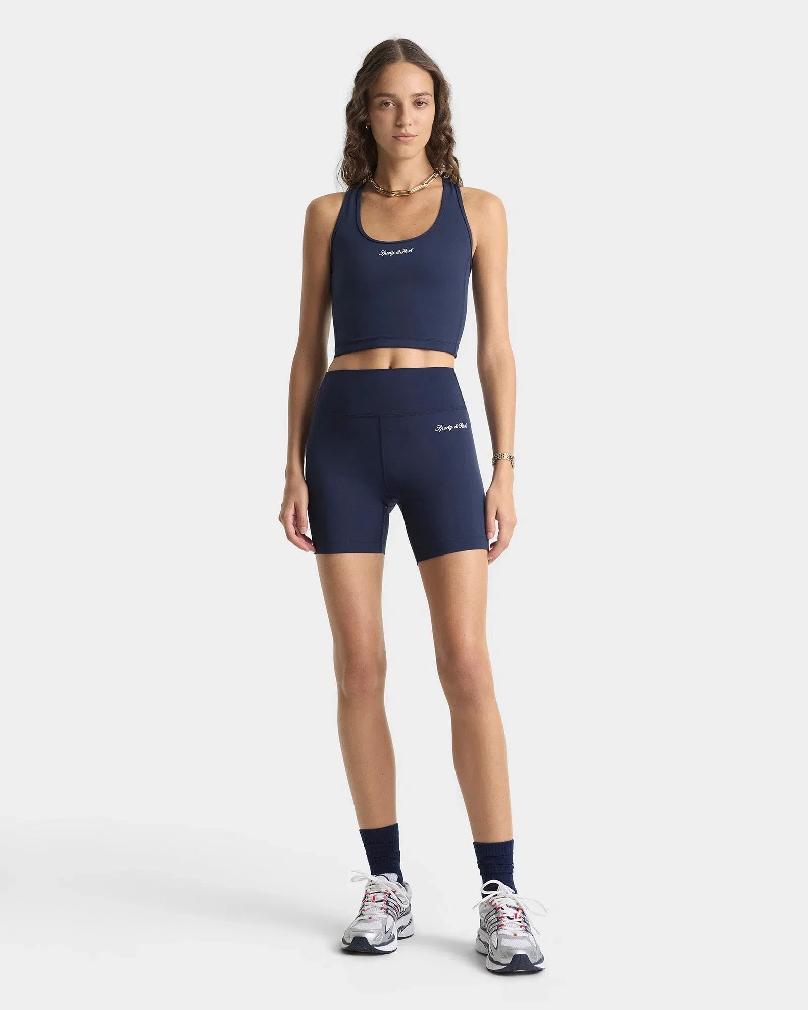 Signature Logo Biker Short - Navy/White