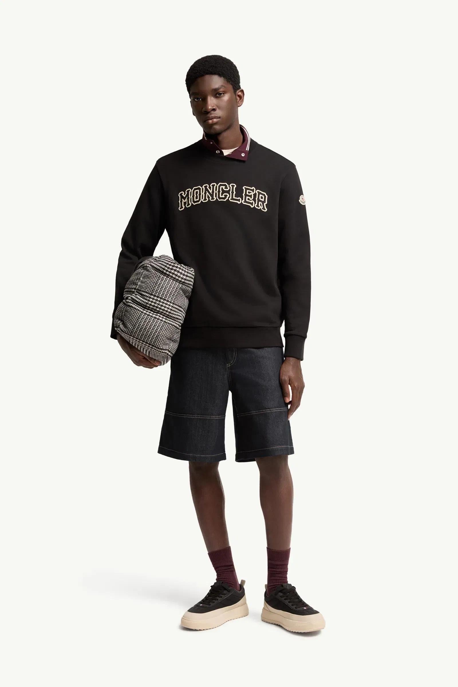 Moncler Logo Cotton Sweatshirt Black Black