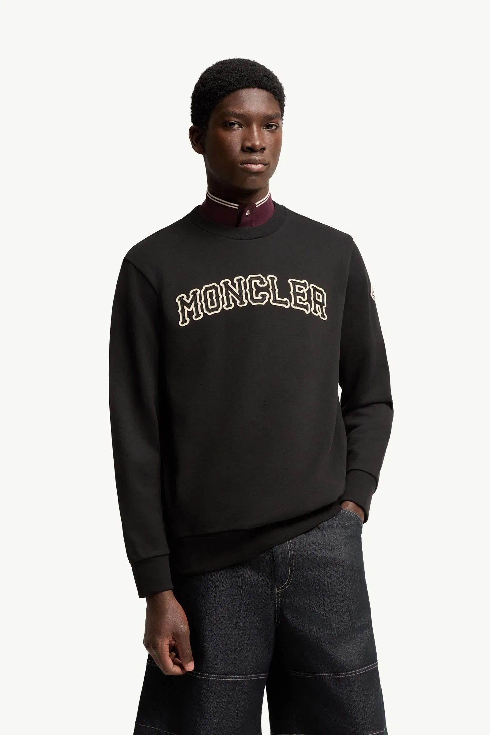 Moncler Logo Cotton Sweatshirt Black Black