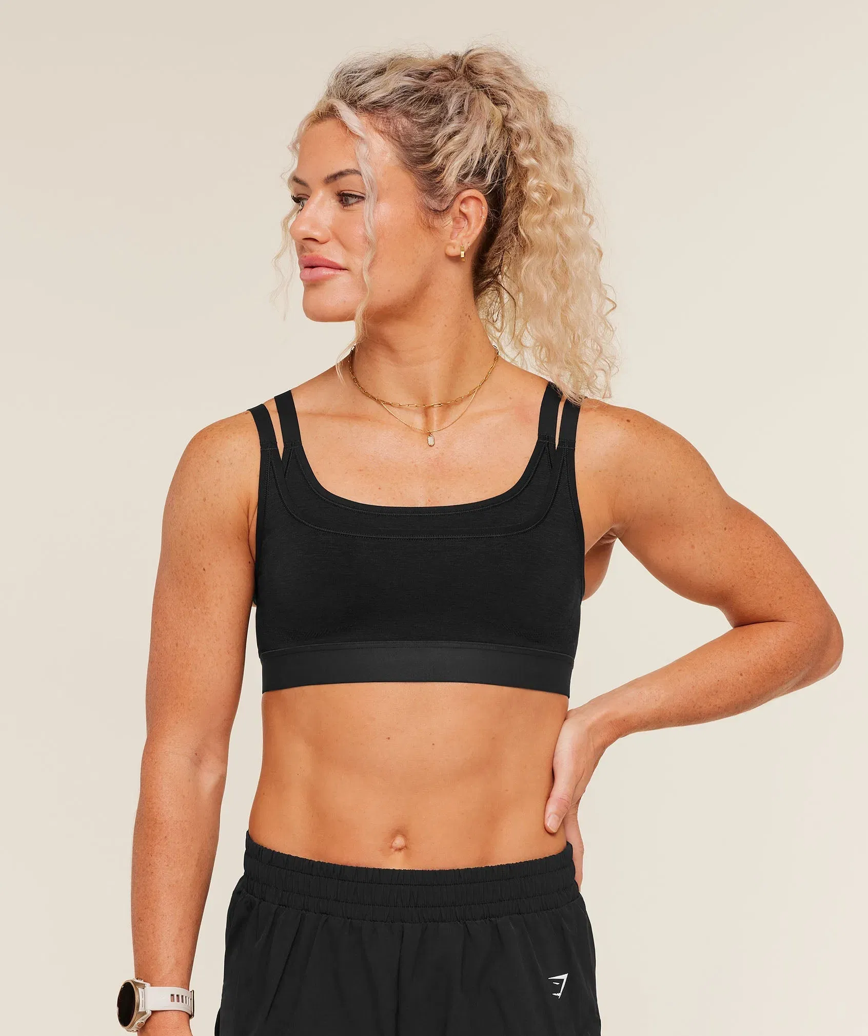Women's Gymshark Interval Seamless Medium Support  Sports Bra Black