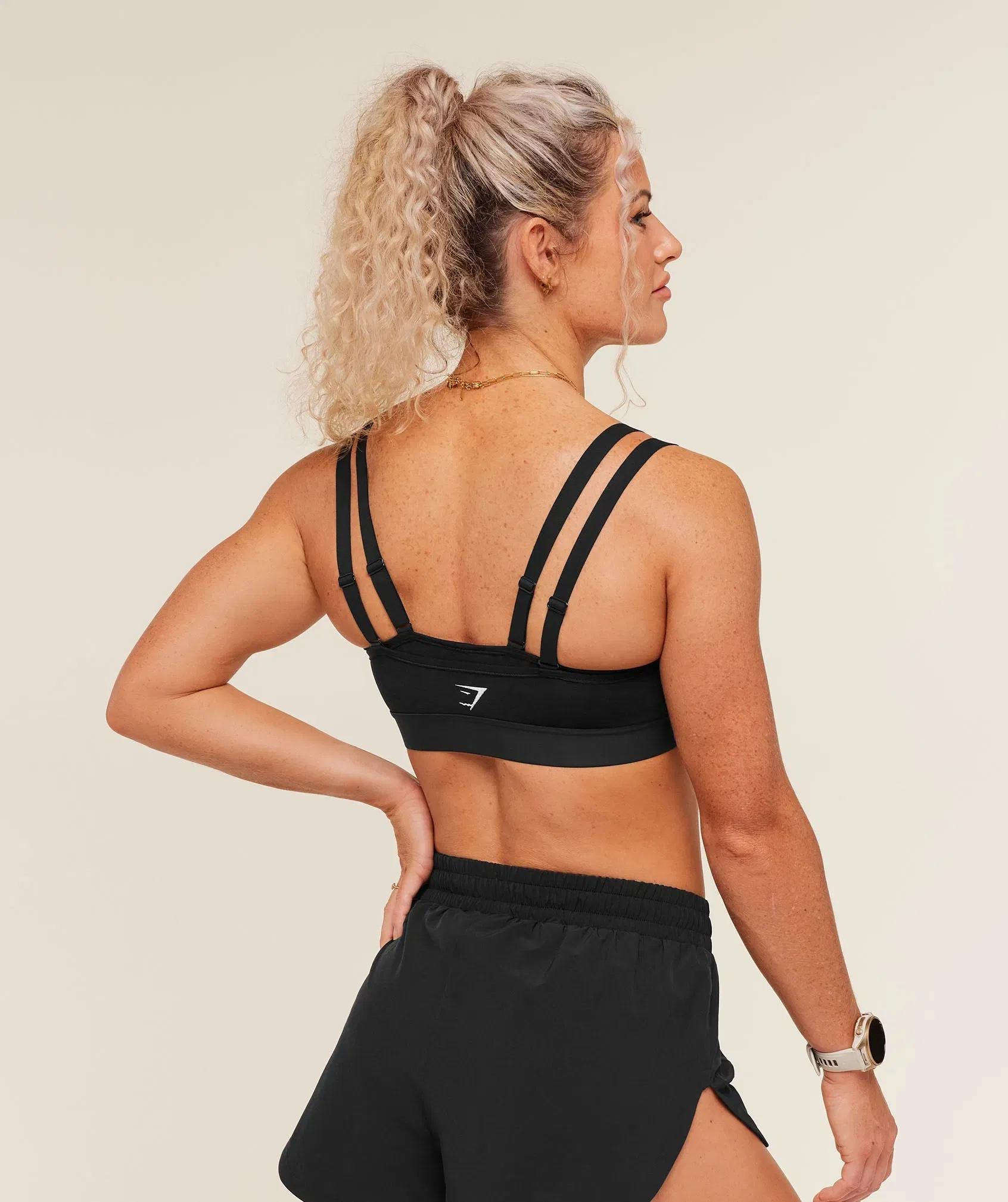 Women's Gymshark Interval Seamless Medium Support  Sports Bra Black