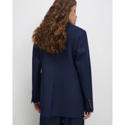 Navy Linen Look Blazer