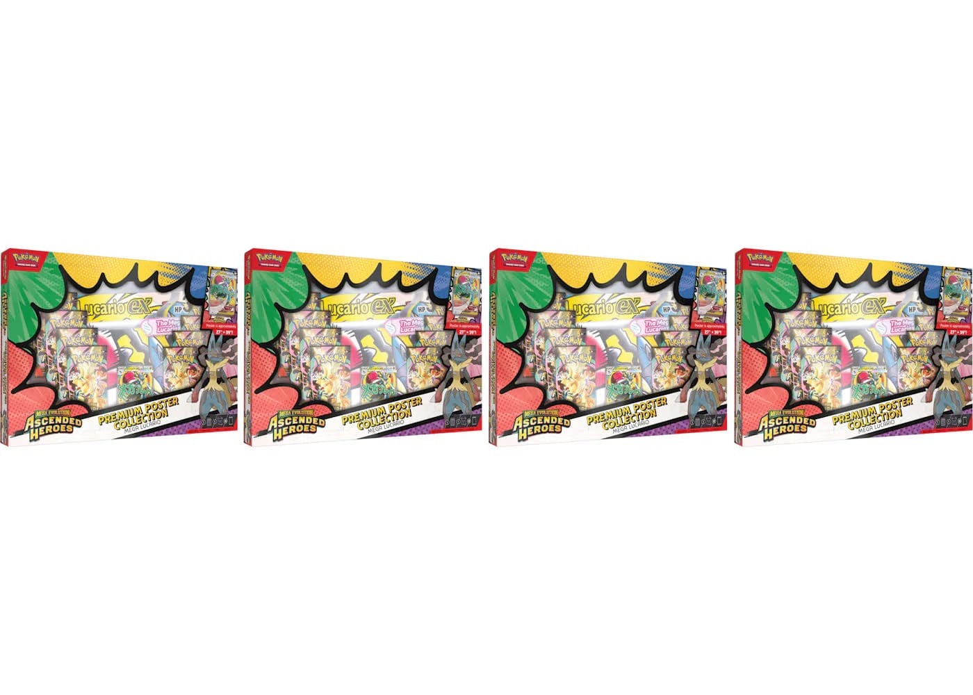 2026 Pokemon Mega Evolution Ascended Heroes Mega Lucario Premium Poster Collection 4X Lot