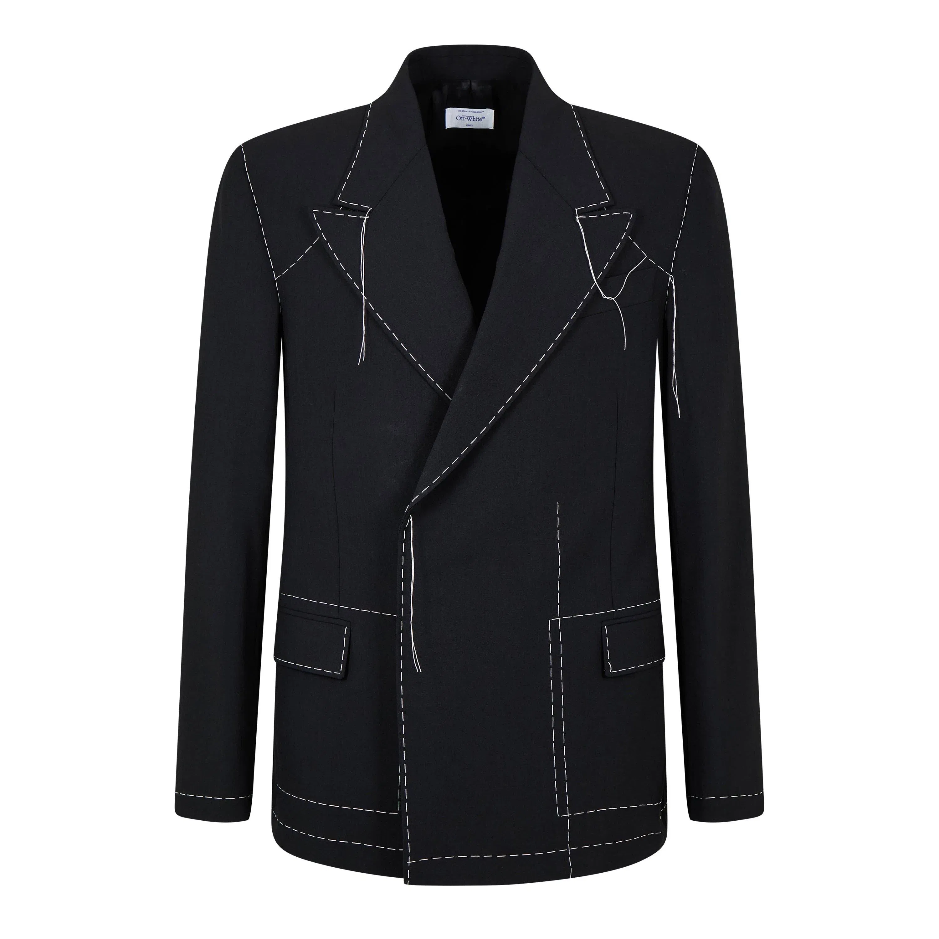 Body Stitch Double-Breasted Contrast Stitching Long Sleeve Blazer