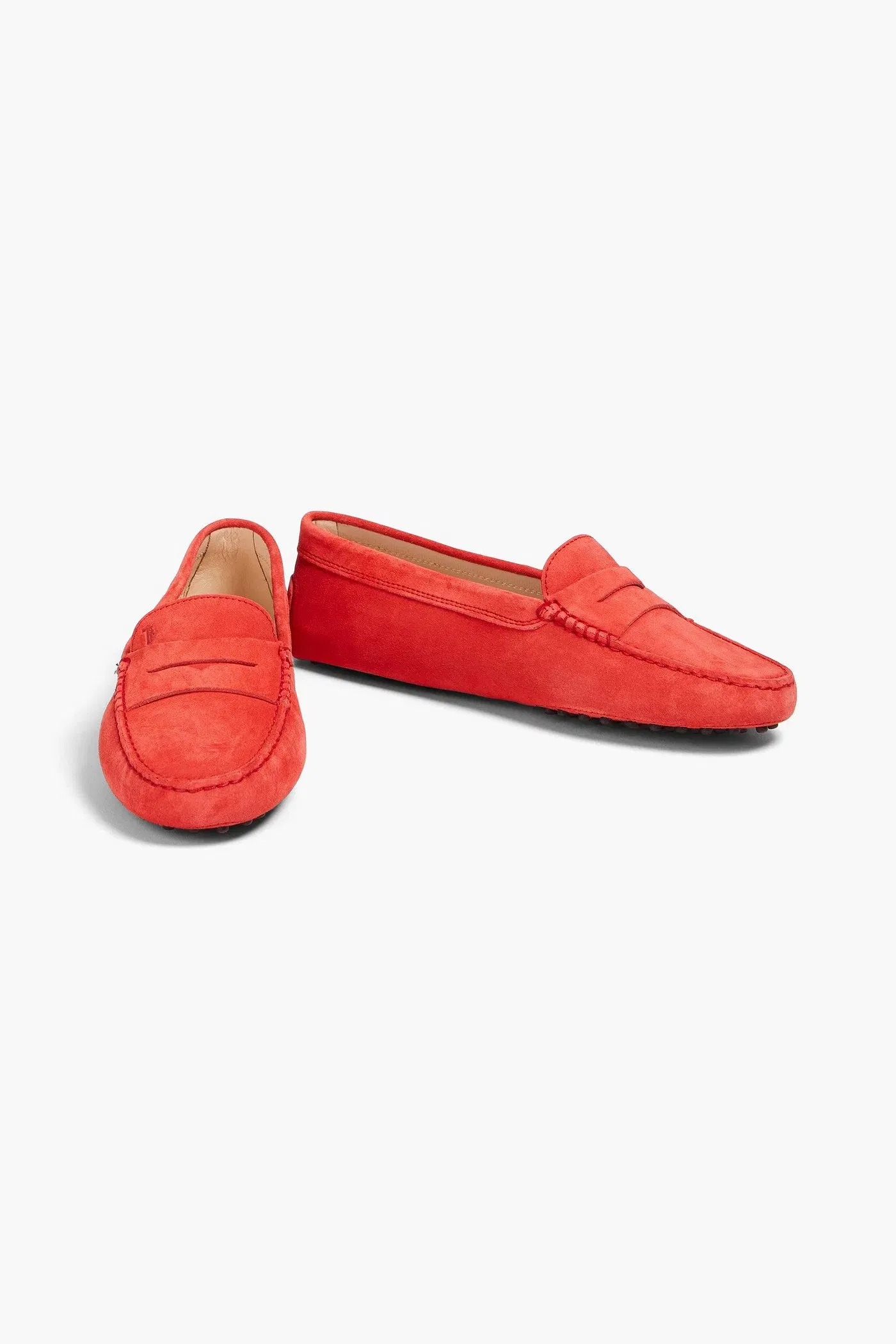 Tod's Gommino Suede Loafers Tomato Red Women's