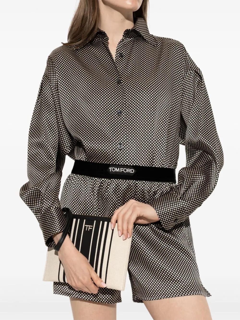 striped canvas clutch