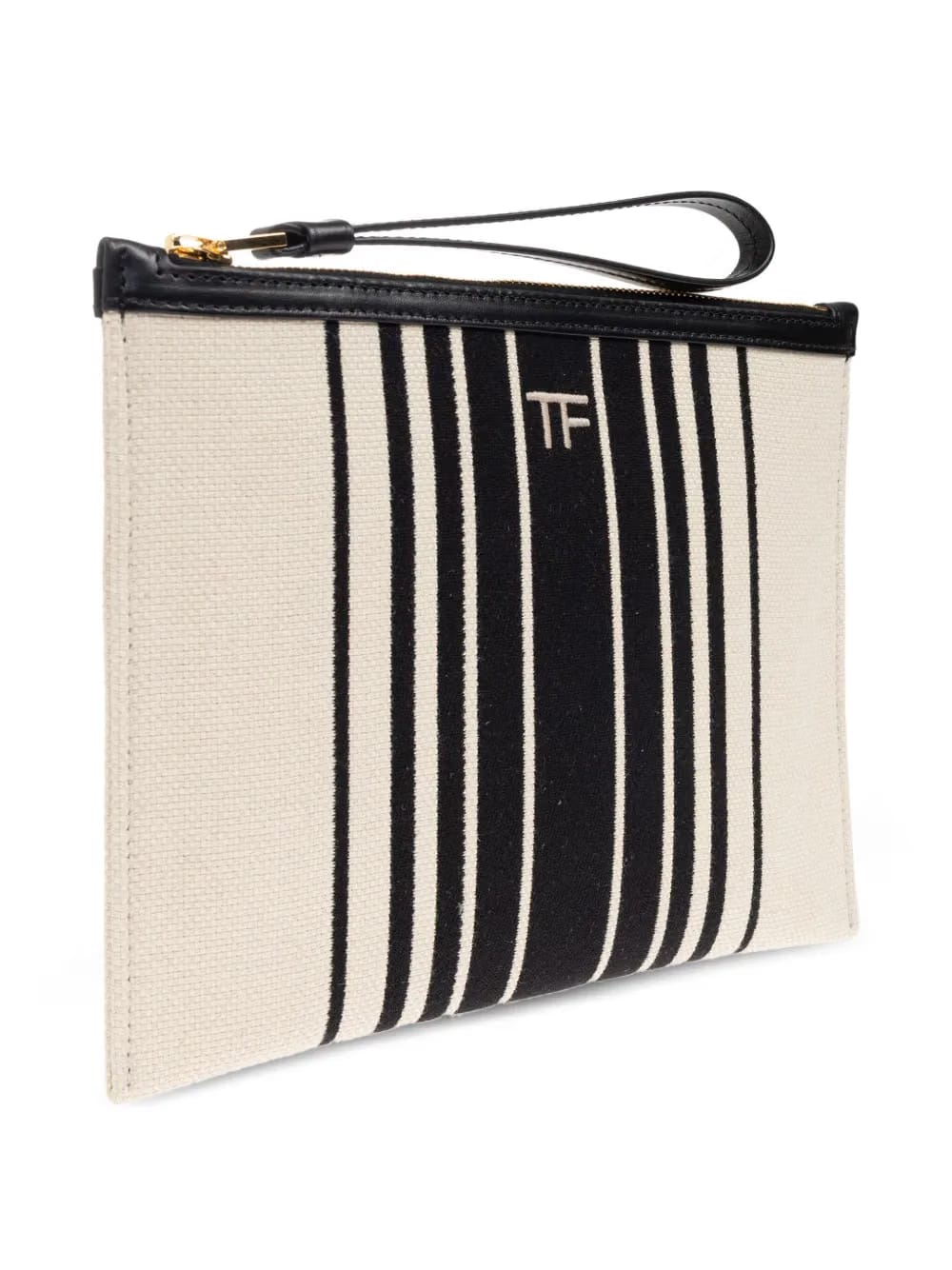 striped canvas clutch