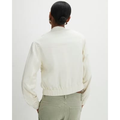 Cream Linen Bomber Jacket