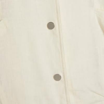 Cream Linen Bomber Jacket