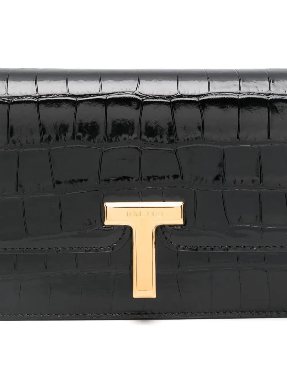 embossed crocodile-effect clutch bag