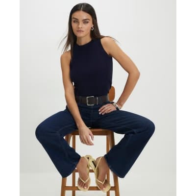 Navy Knitted Vest Top