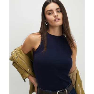 Navy Knitted Vest Top