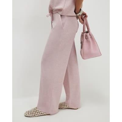 Petite Pink Metallic Wide Leg Trousers