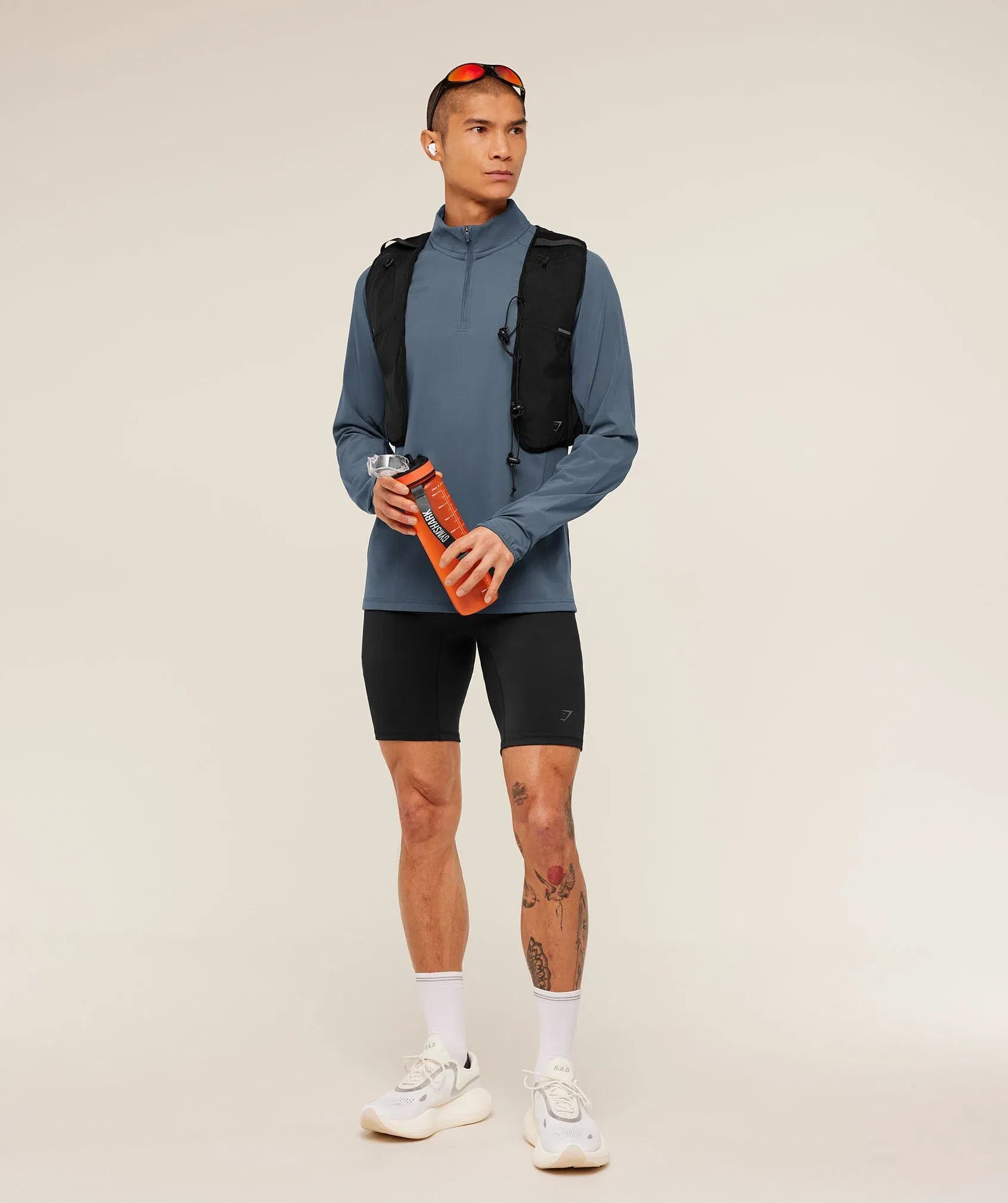Gymshark Running Elite 1/4 Zip - Titanium Blue
