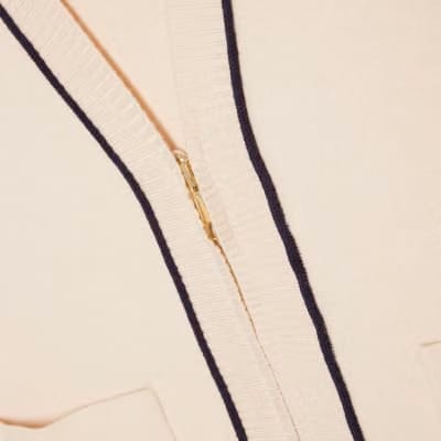 Cream Tipped Zip Through Sleeveless Cardigan