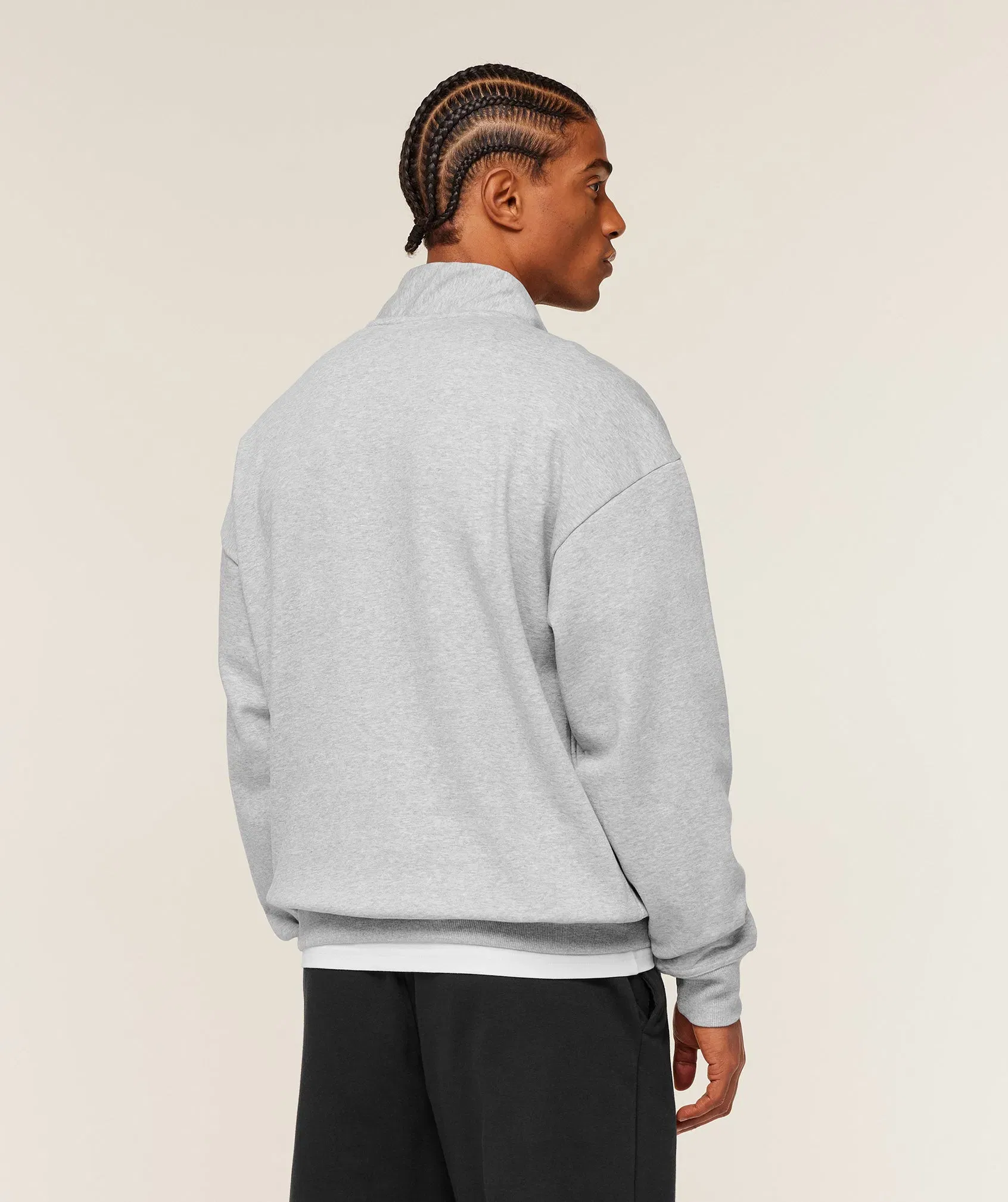 Gymshark Crest 1/4 Zip - Light Grey Core Marl