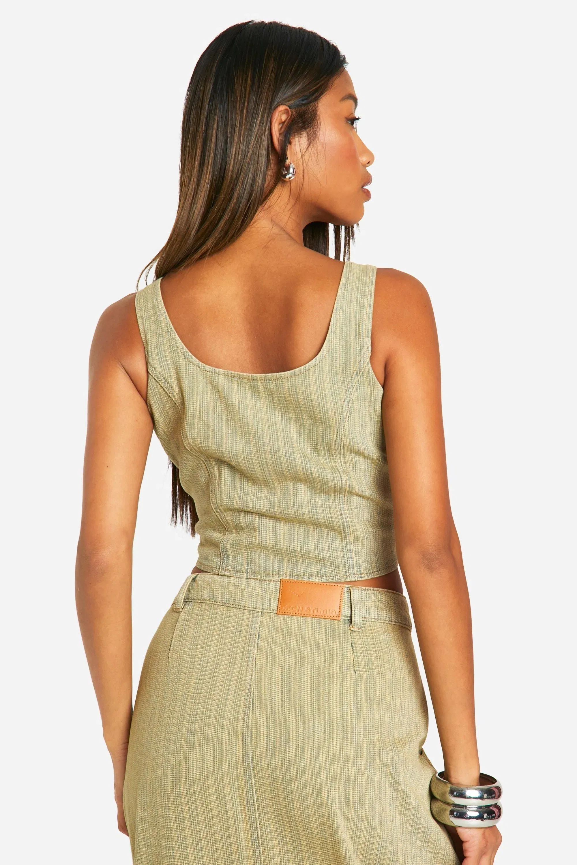 Tinted Wash Denim Crop Top