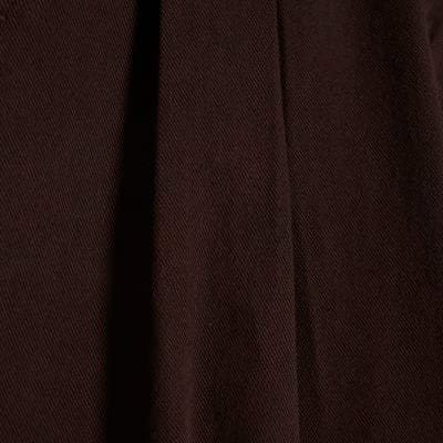 Brown Belted Pleated Wide Leg Jeans