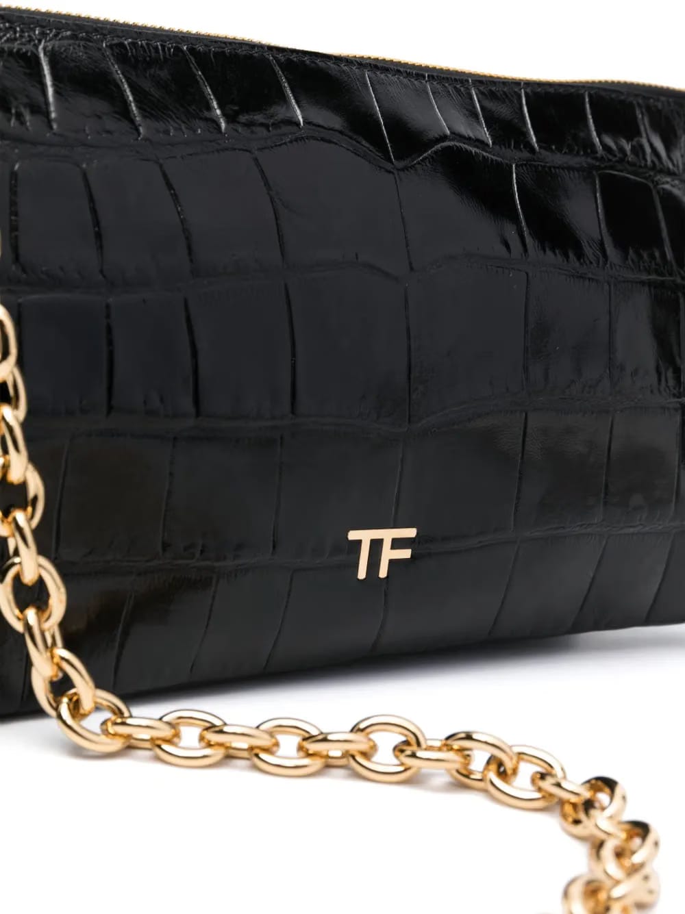 crocodile-embossed leather bag