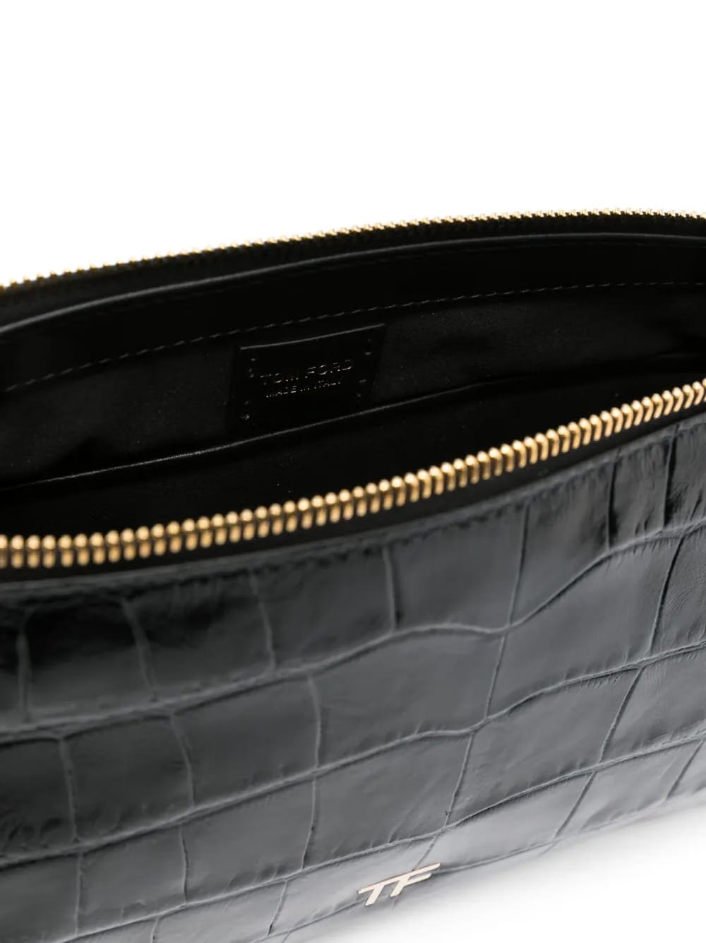 crocodile-embossed leather bag