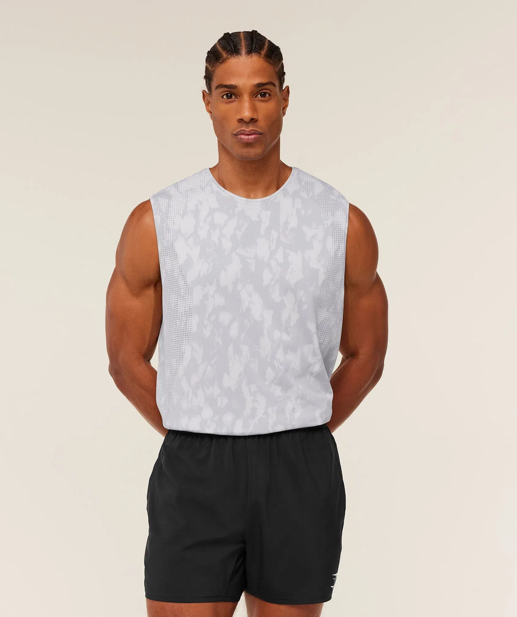 Gymshark Distance Seamless Tank - Light Grey / Light Grey / ACID WASH