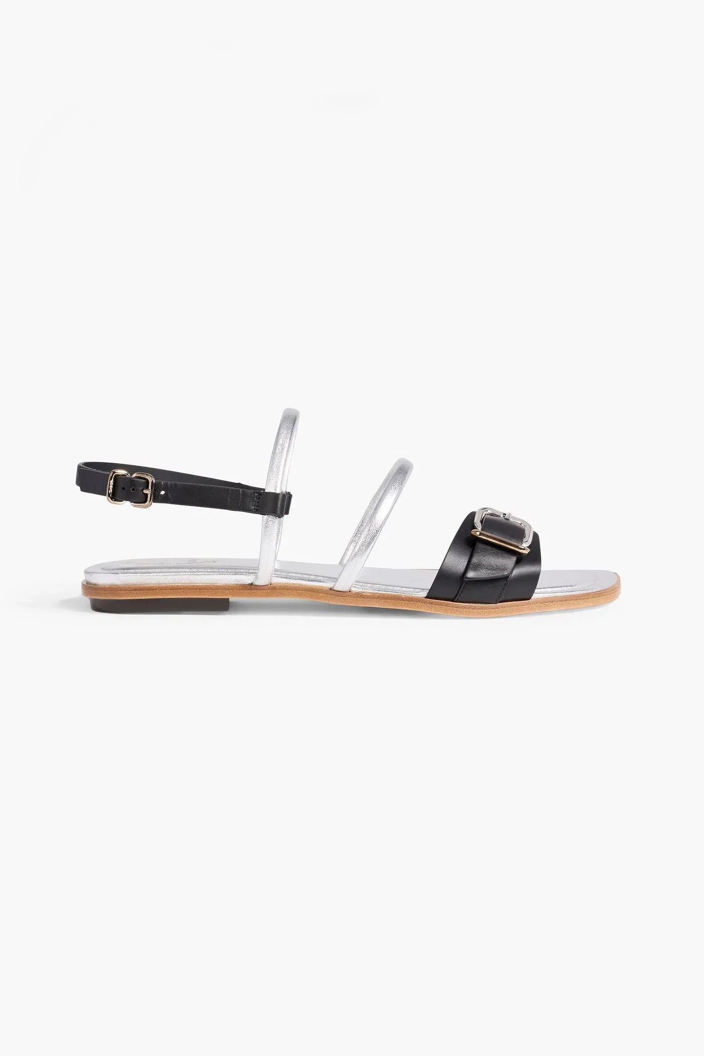 Tod's Smooth And Metallic Leather Slingback Sandals Silver Women's