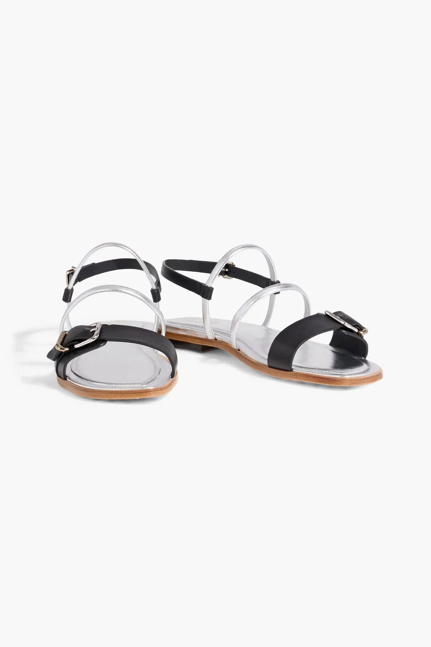 Tod's Smooth And Metallic Leather Slingback Sandals Silver Women's