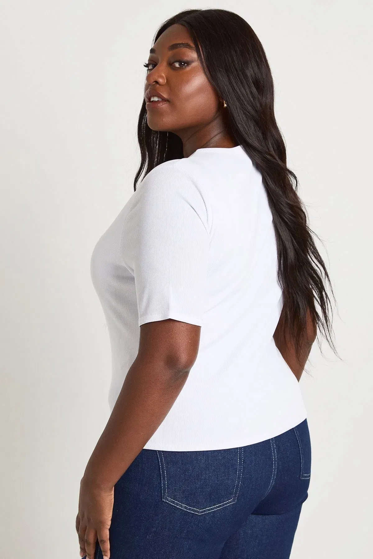 Plus Double Layer Button Down Short Sleeve Top