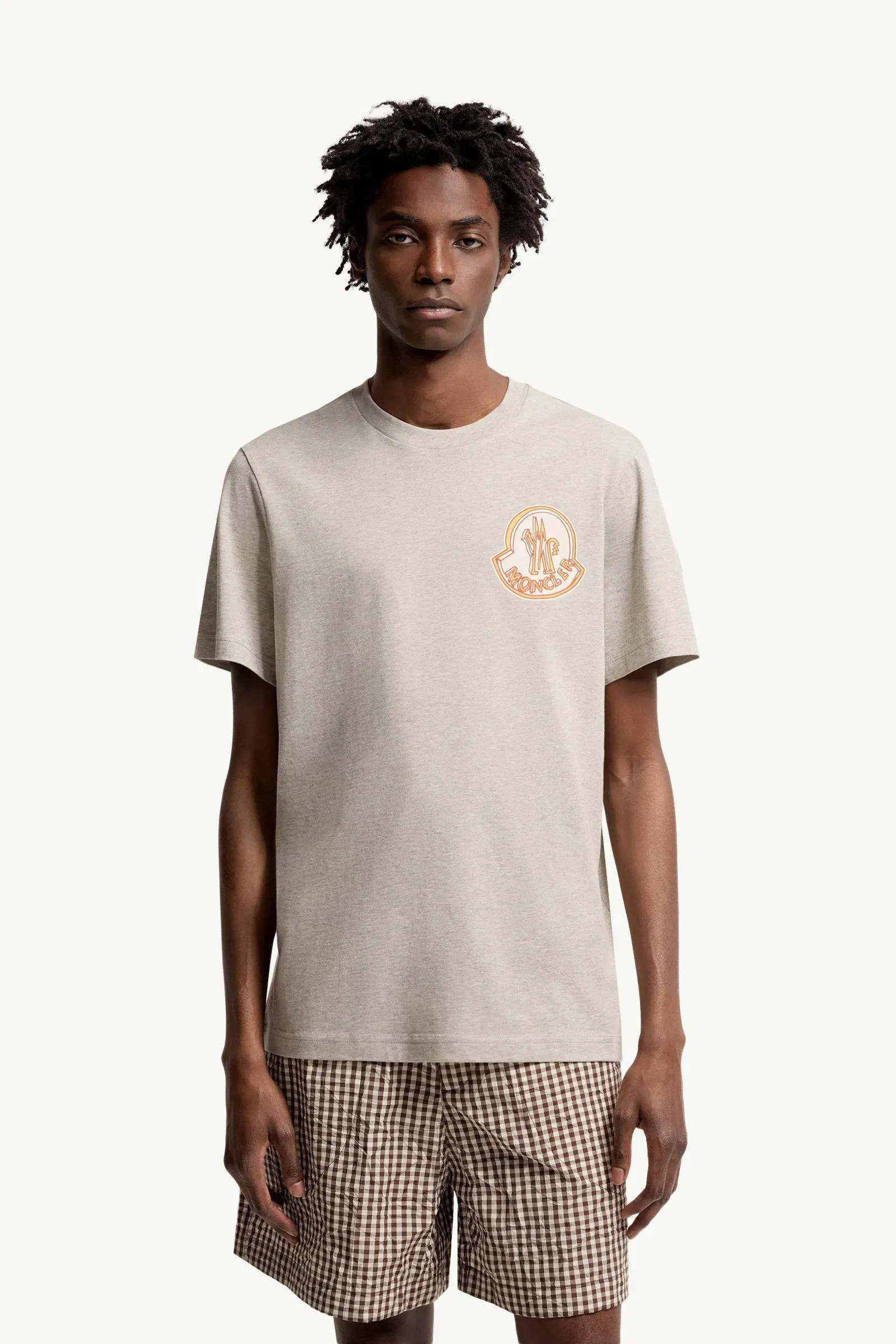 Moncler Logo Cotton T-Shirt Light Grey Light Grey