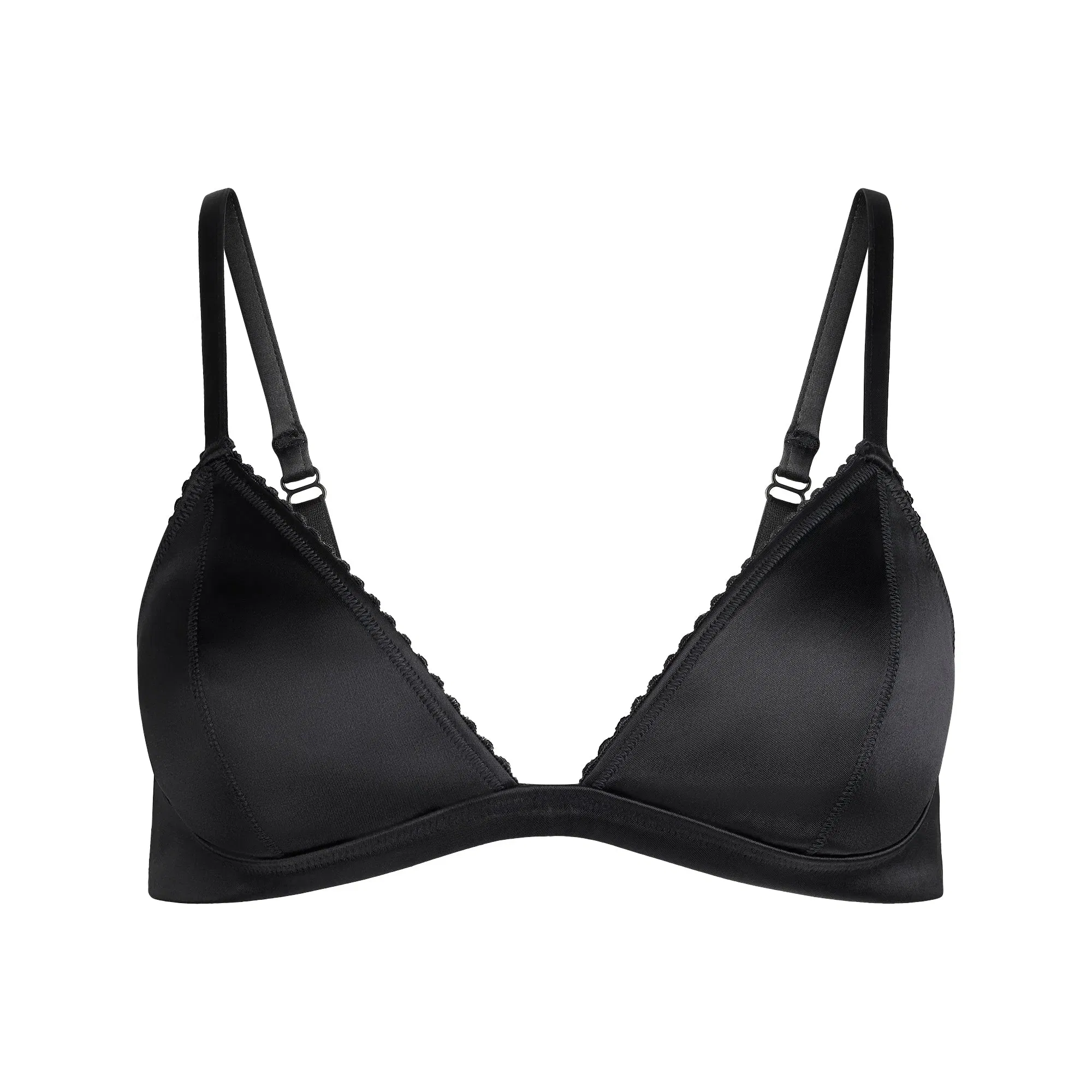 HEAVYWEIGHT SATIN TRIANGLE BRALETTE | ONYX