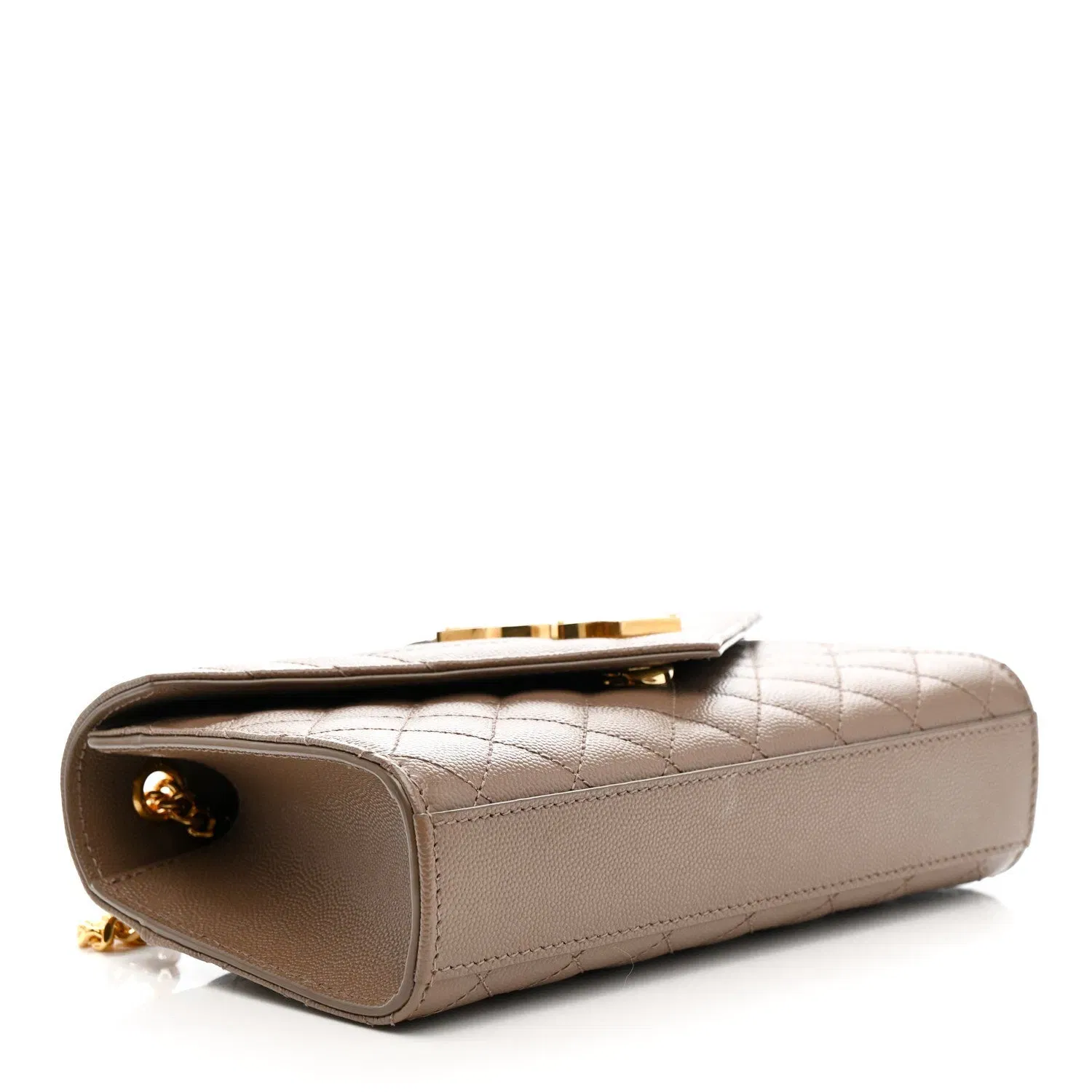 Grain De Poudre Textured Mixed Matelasse Triquilt Small Monogram Satchel Dark Beige