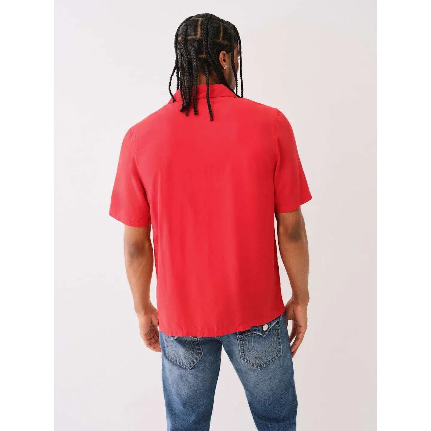 Camp Collar Short-Sleeve Plain Shirt