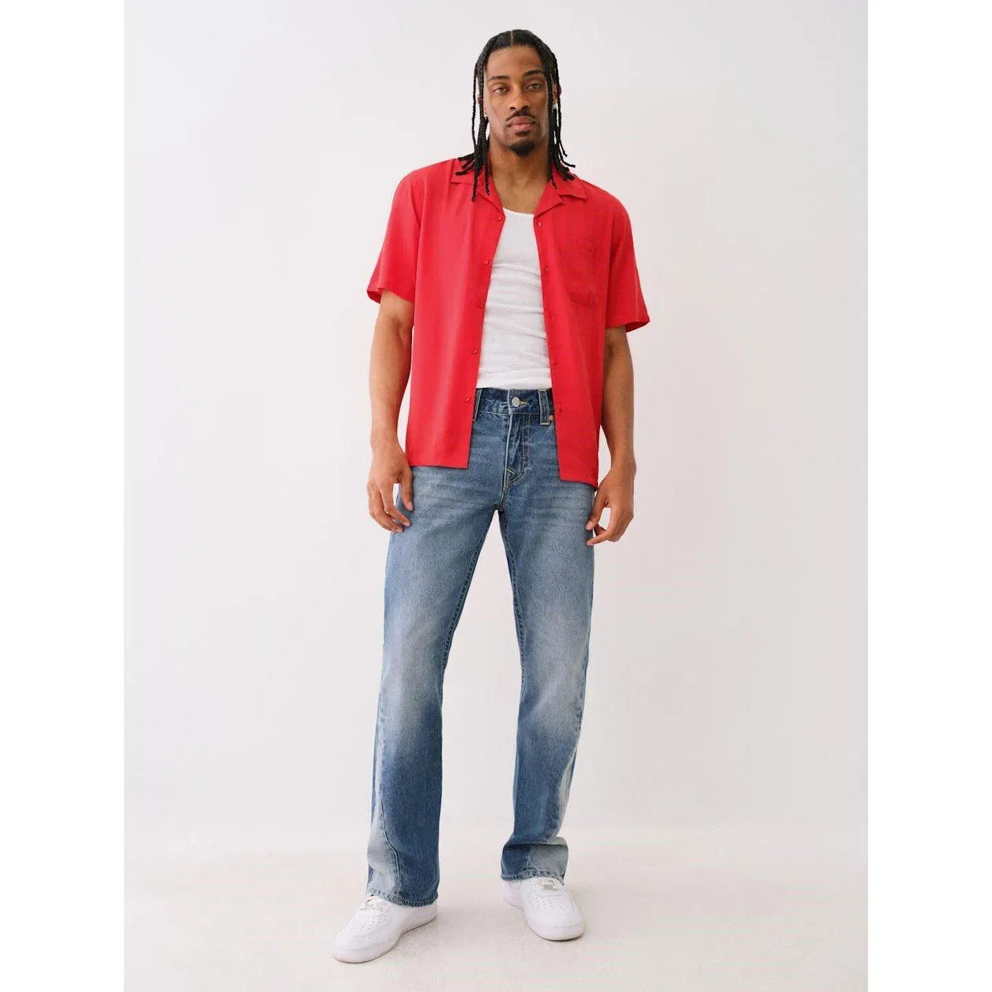 Camp Collar Short-Sleeve Plain Shirt