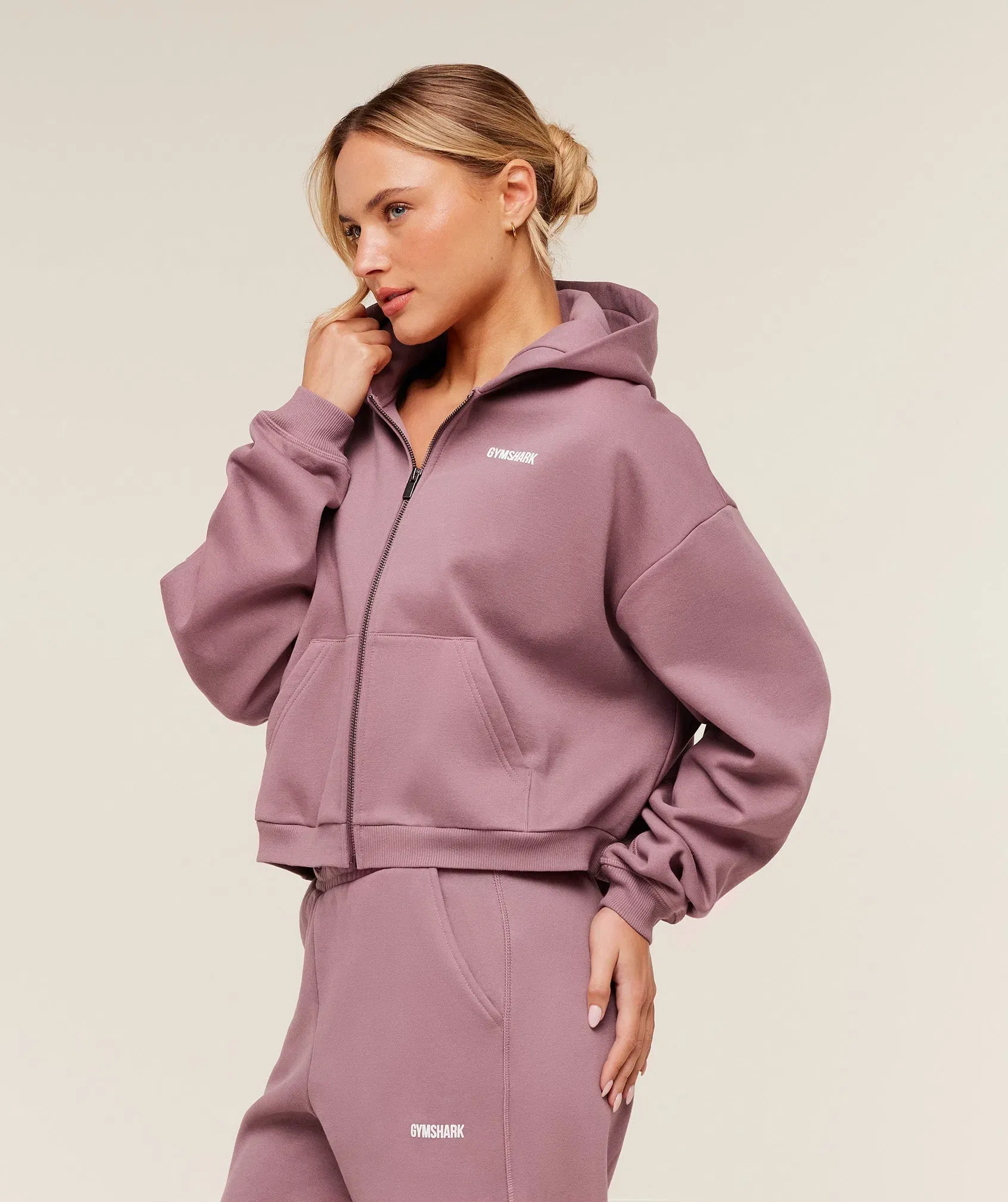 Gymshark Cosy Luxe Zip Through Hoodie - Calm Pink