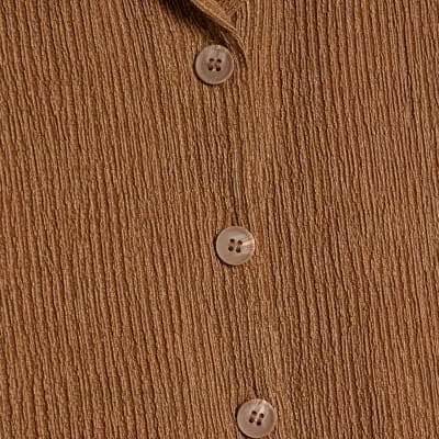 Beige Short Sleeve Textured Shirt