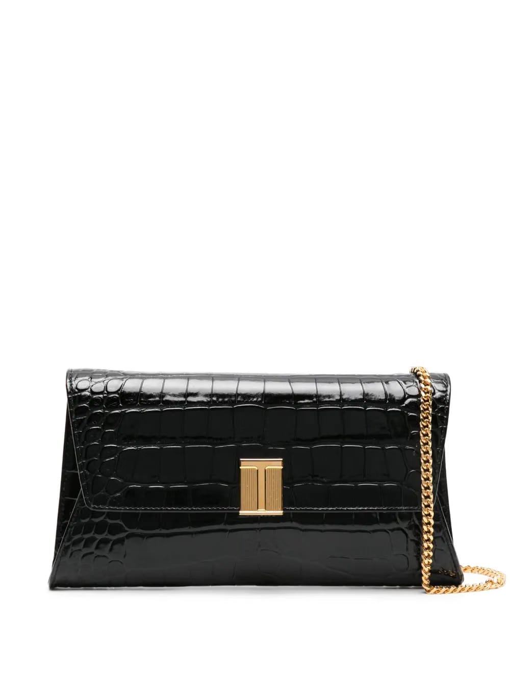 Nobile crocodile-embossed clutch bag