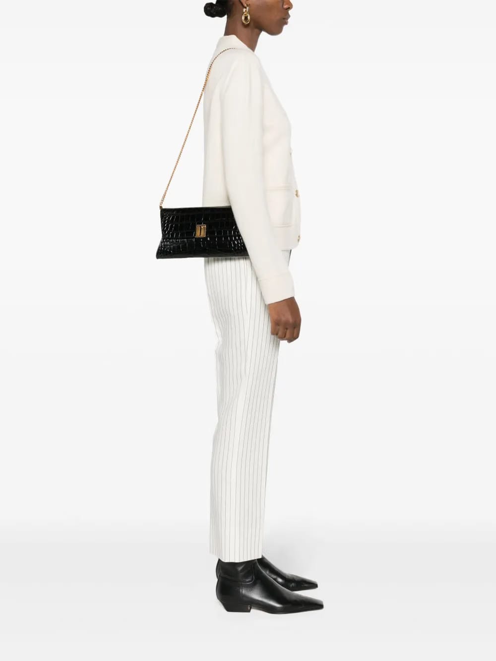 Nobile crocodile-embossed clutch bag
