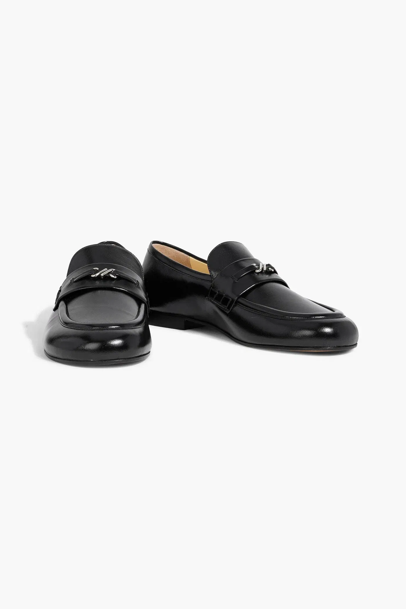 Proenza Schouler Mini Monogram Embellished Glossed-Leather Loafers Black Women's