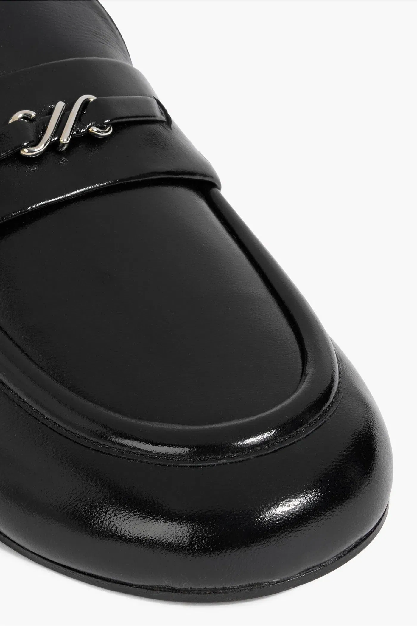 Proenza Schouler Mini Monogram Embellished Glossed-Leather Loafers Black Women's